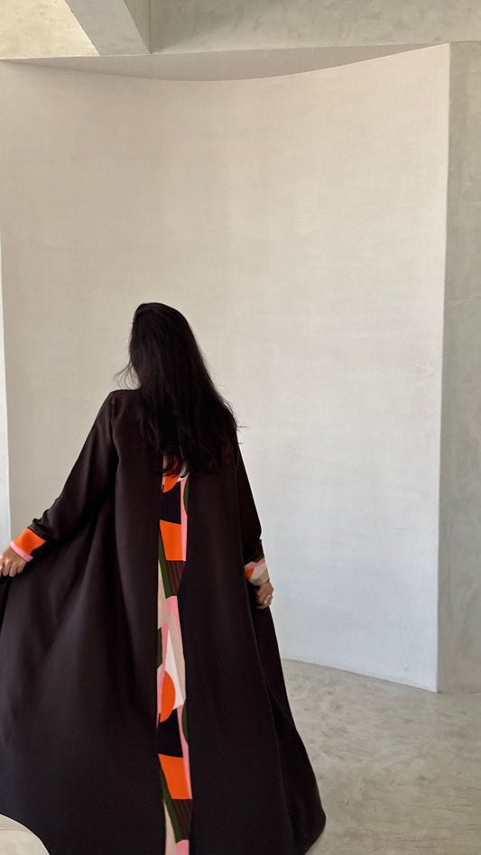 Brown printed Abaya